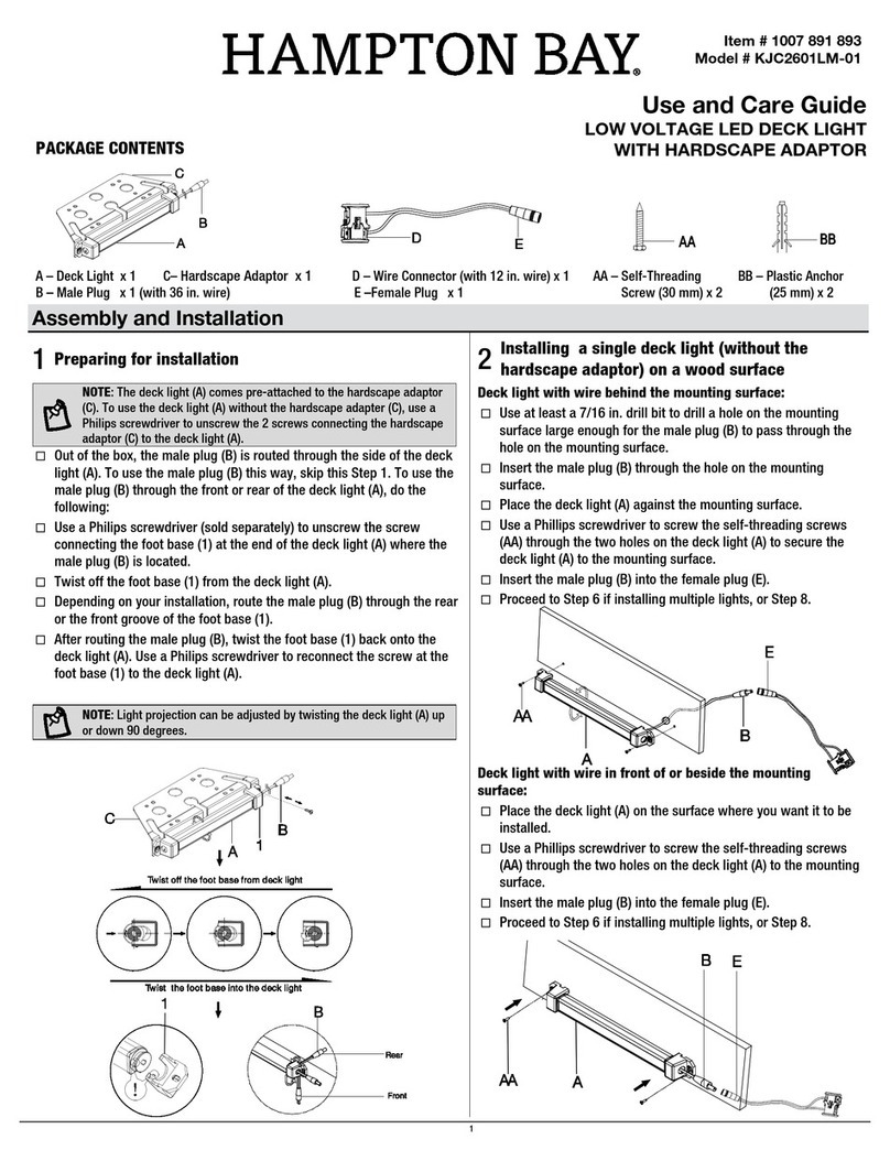 HAMPTON BAY KJC2601LM-01 Use and care guide