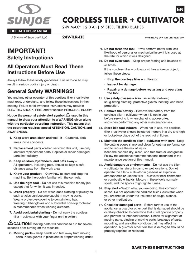SNOWJOE SUNJOE 24V-TLR-LTE-GRY User manual