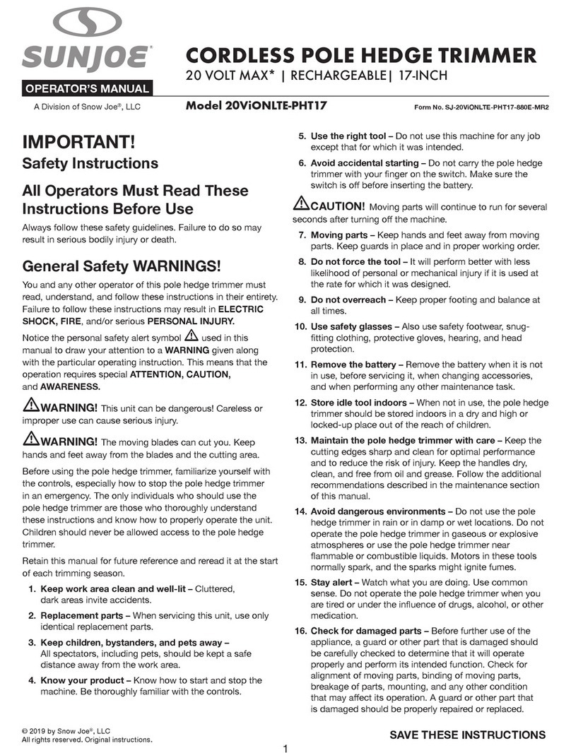 SNOWJOE sunjoe 20ViONLTE-PHT17 User manual