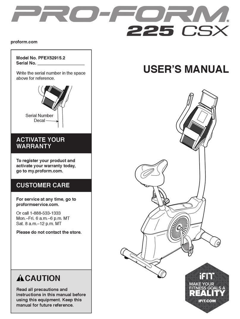 Pro-Form 225 CSX user manual