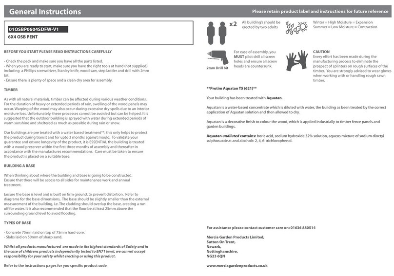 Mercia Garden Products 01OSBP0604SDFW-V1 General instructions