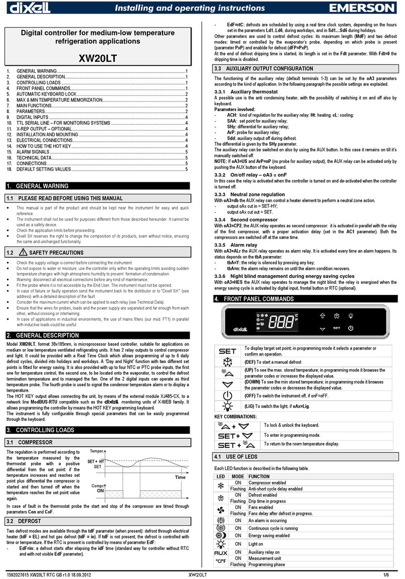 Emerson dixell XW20LT Wiring diagram