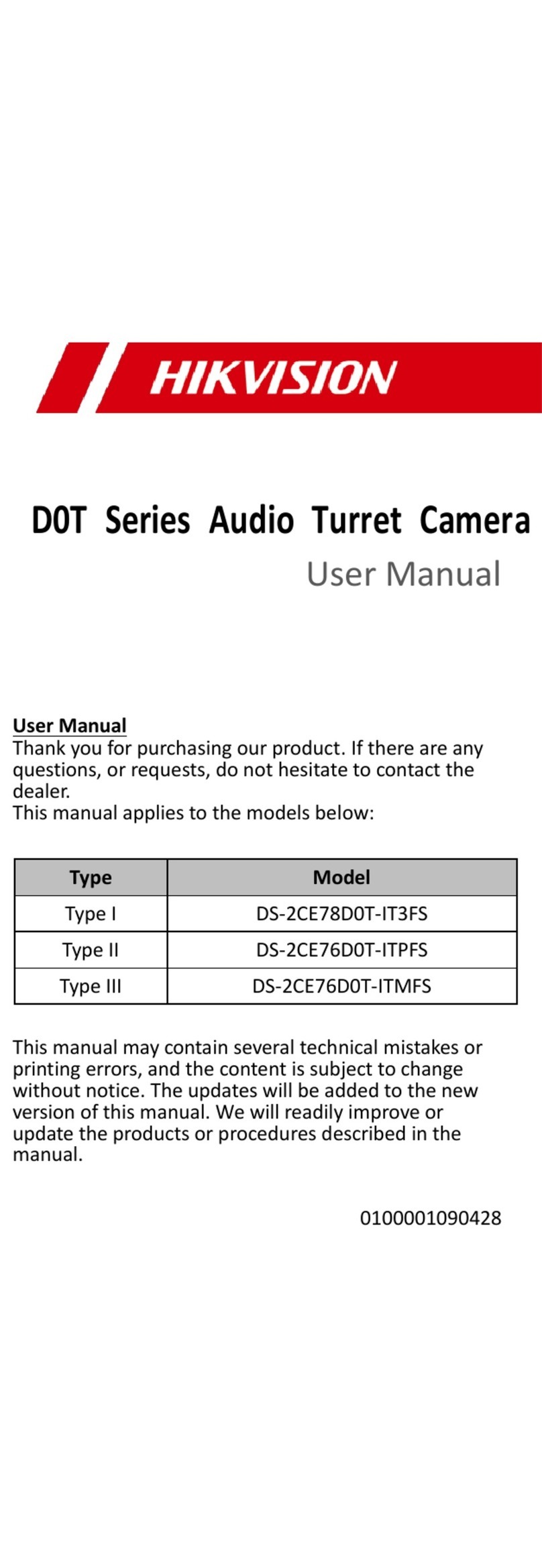 HIK VISION DS-2CE78D0T-IT3FS User manual HIK VISION DS-2CE78D0T-IT3FS User manual