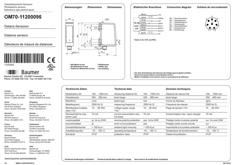 Baumer OM70-11200095 quick start guide Baumer OM70-11200095 quick start guide