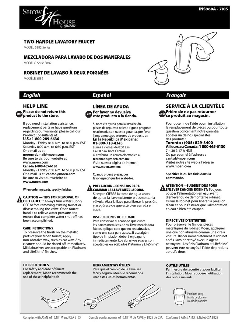 Moen SHOW HOUSE S882 Series User manual