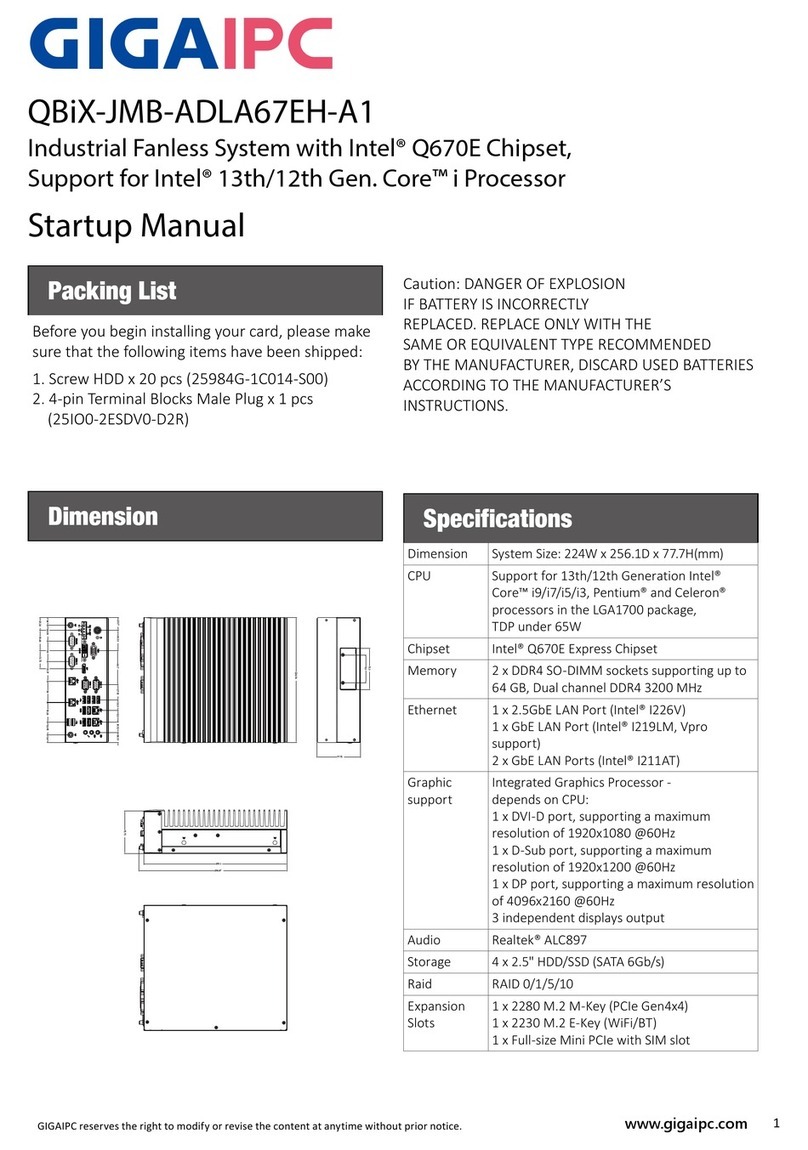 GIGAIPC QBiX-JMB-ADLA67EH-A1 Installation and operation manual GIGAIPC QBiX-JMB-ADLA67EH-A1 Installation and operation manual