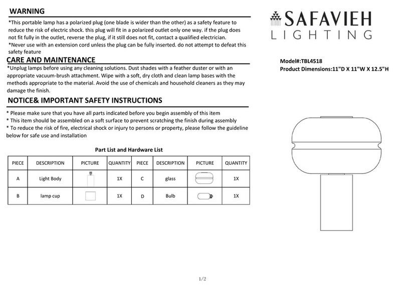 Safavieh Lighting RUNA manual