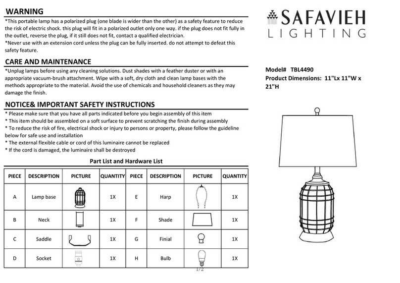 Safavieh Lighting PRYCE User manual