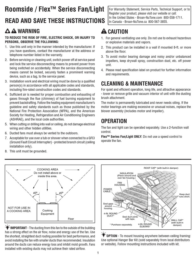 NuTone Roomside / Flex AR70LC User manual
