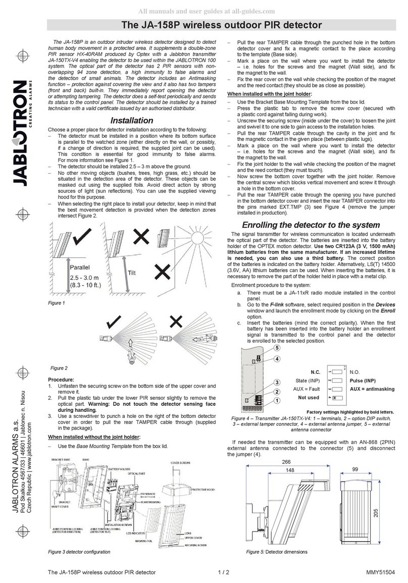 jablotron JA-158P quick start guide