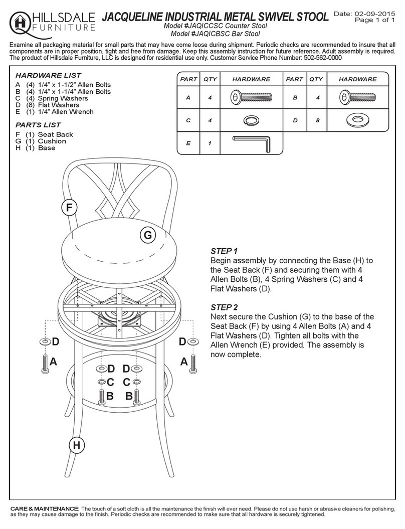 Hillsdale Furniture JACQUELINE JAQICCSC manual Hillsdale Furniture JACQUELINE JAQICCSC manual