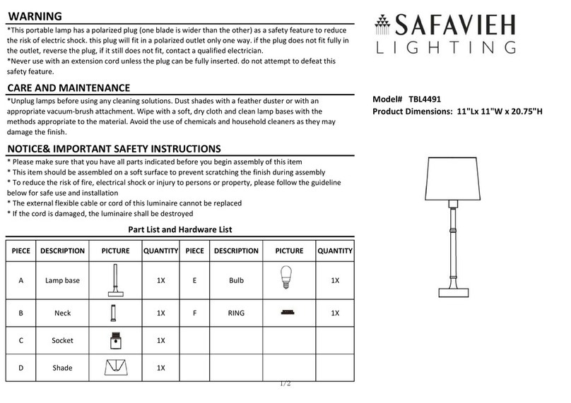 Safavieh Lighting NYSA manual