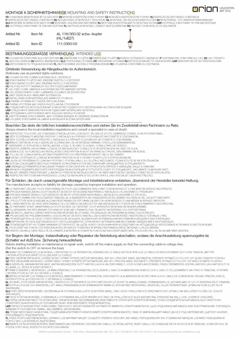 Orion KENZO Mounting and safety instructions Orion KENZO Mounting and safety instructions