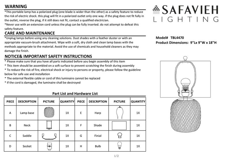 Safavieh Lighting NOVIS manual Safavieh Lighting NOVIS manual