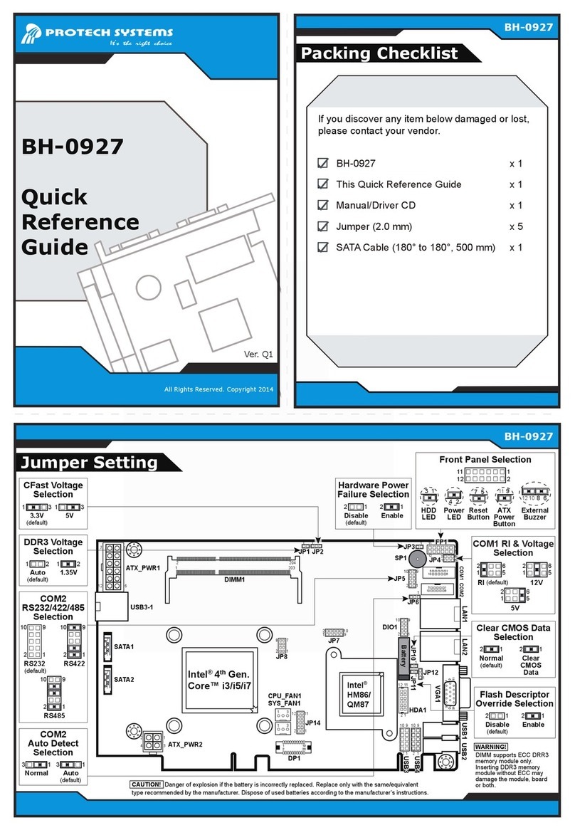 Protech Systems BH-0927 Quick reference guide