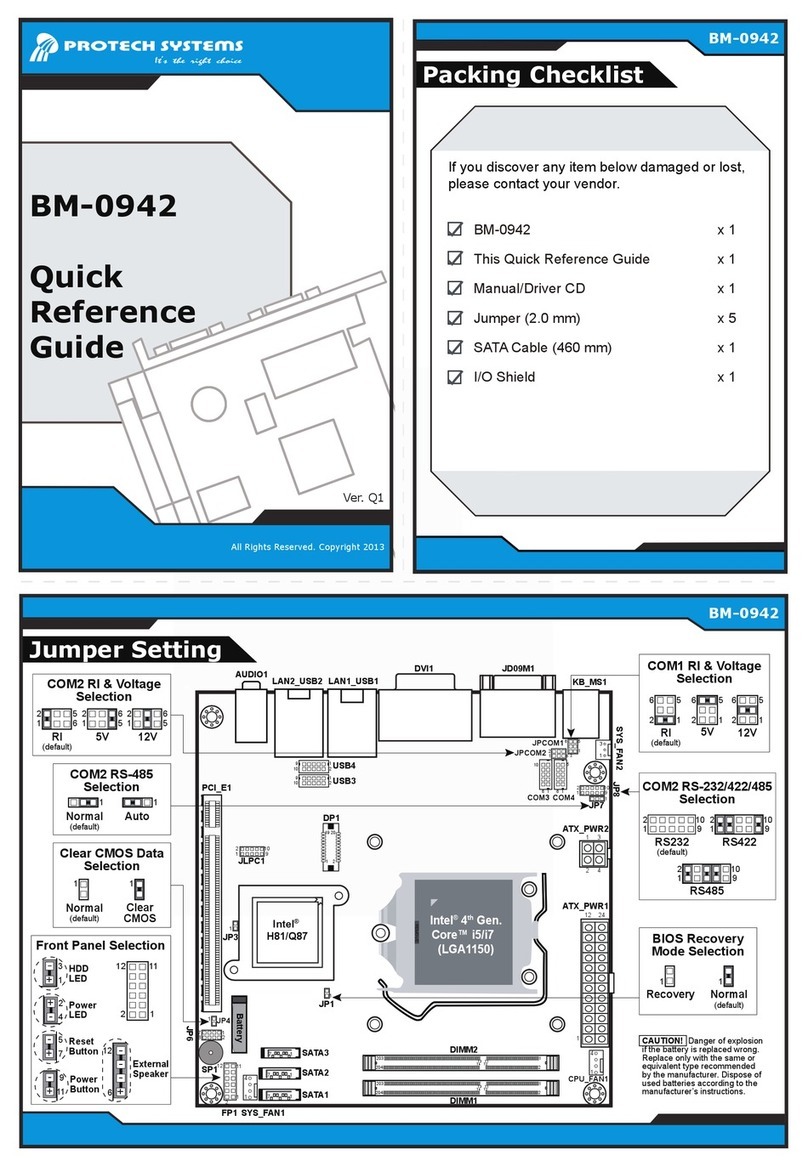 Protech Systems BM-0942 Quick reference guide