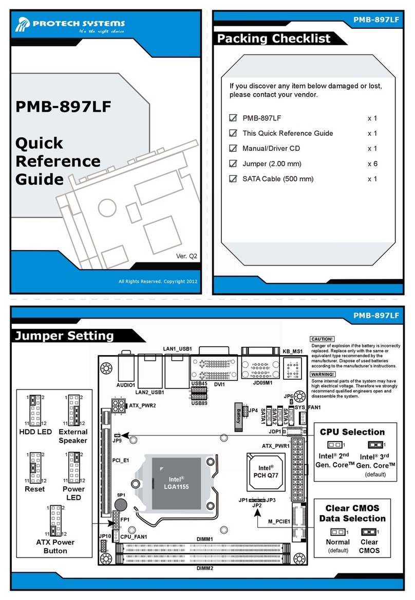 Protech Systems PMB-897LF Quick reference guide
