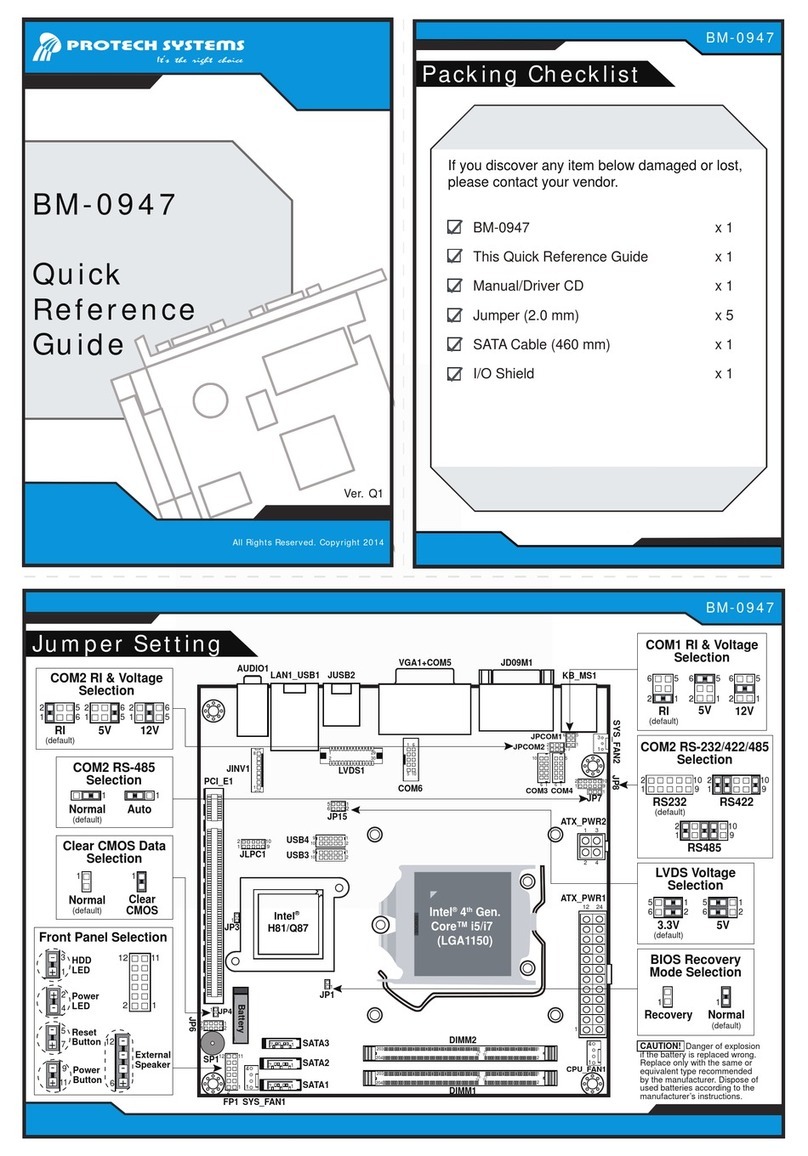 Protech Systems BM-0947 Quick reference guide