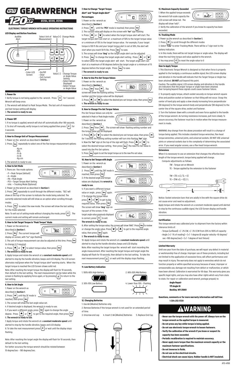 Gearwrench 120XP operating instructions