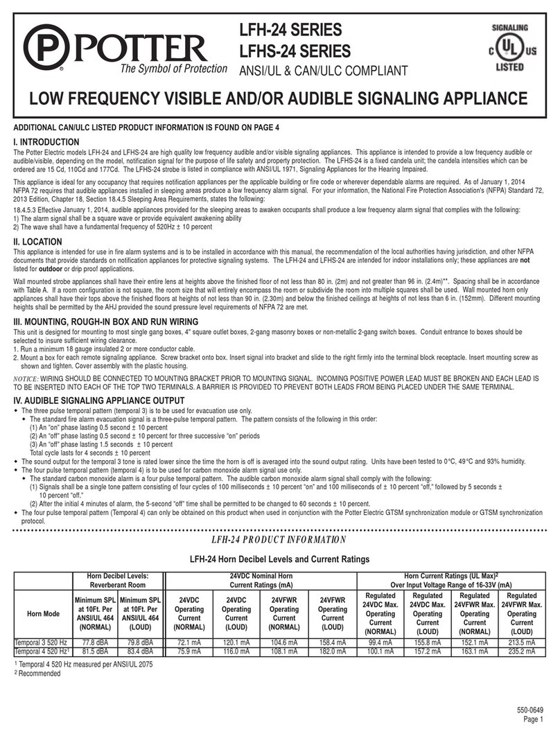 Potter LFH-24 Series User manual