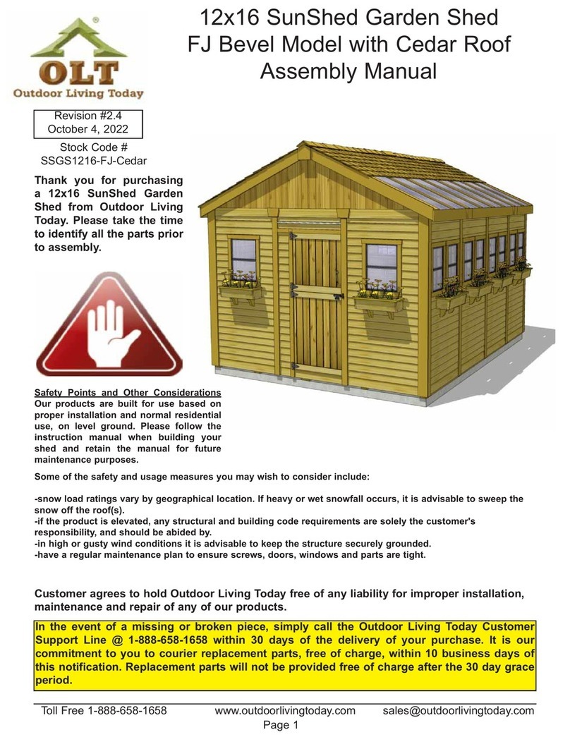OLT SunShed SSGS1216-FJ-Cedar User manual