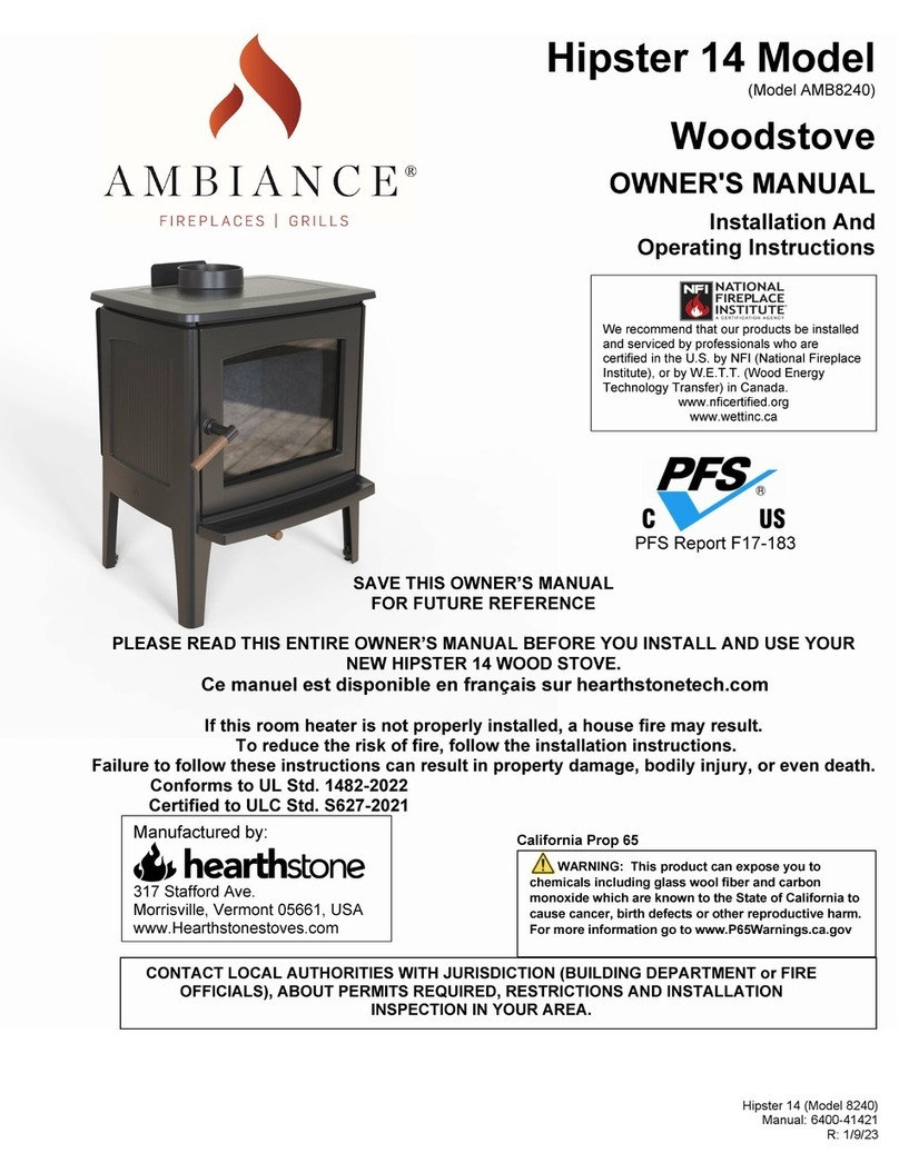 HearthStone Ambiance Fireplaces Hipster 14 owner's manual HearthStone Ambiance Fireplaces Hipster 14 owner's manual