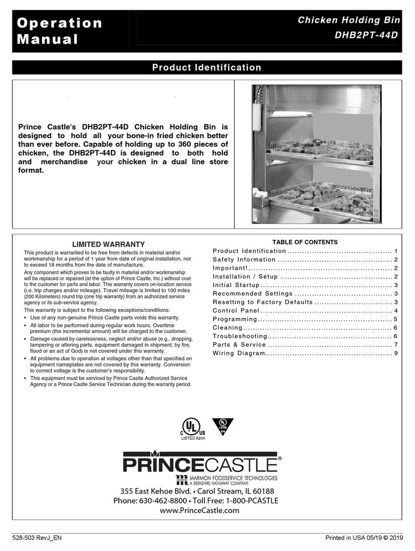 Prince Castle DHB2PT-44D User manual Prince Castle DHB2PT-44D User manual