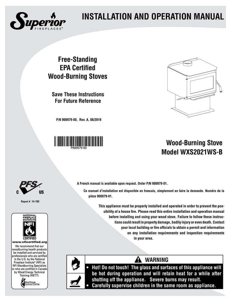 Superior Fireplaces WXS2021WS-B Installation and operation manual