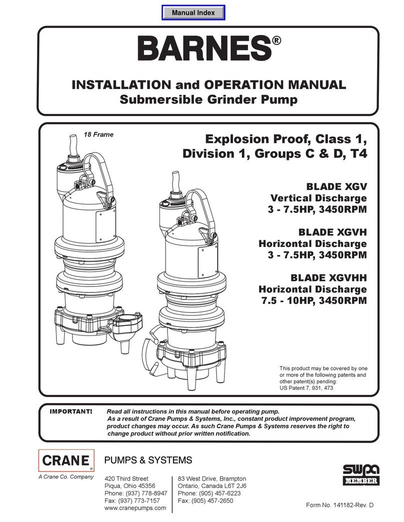 Crane BARNES BLADE XGVH Installation and operation manual