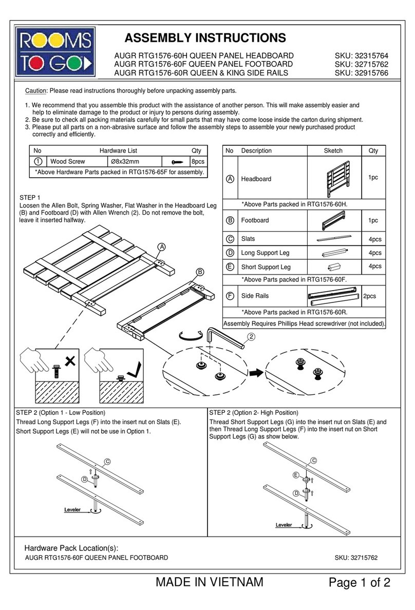 ROOMS TO GO AUGR RTG1576-60H User manual