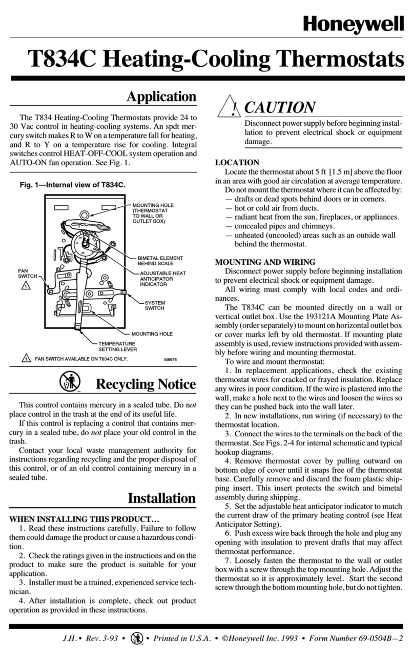 Honeywell T834C User manual
