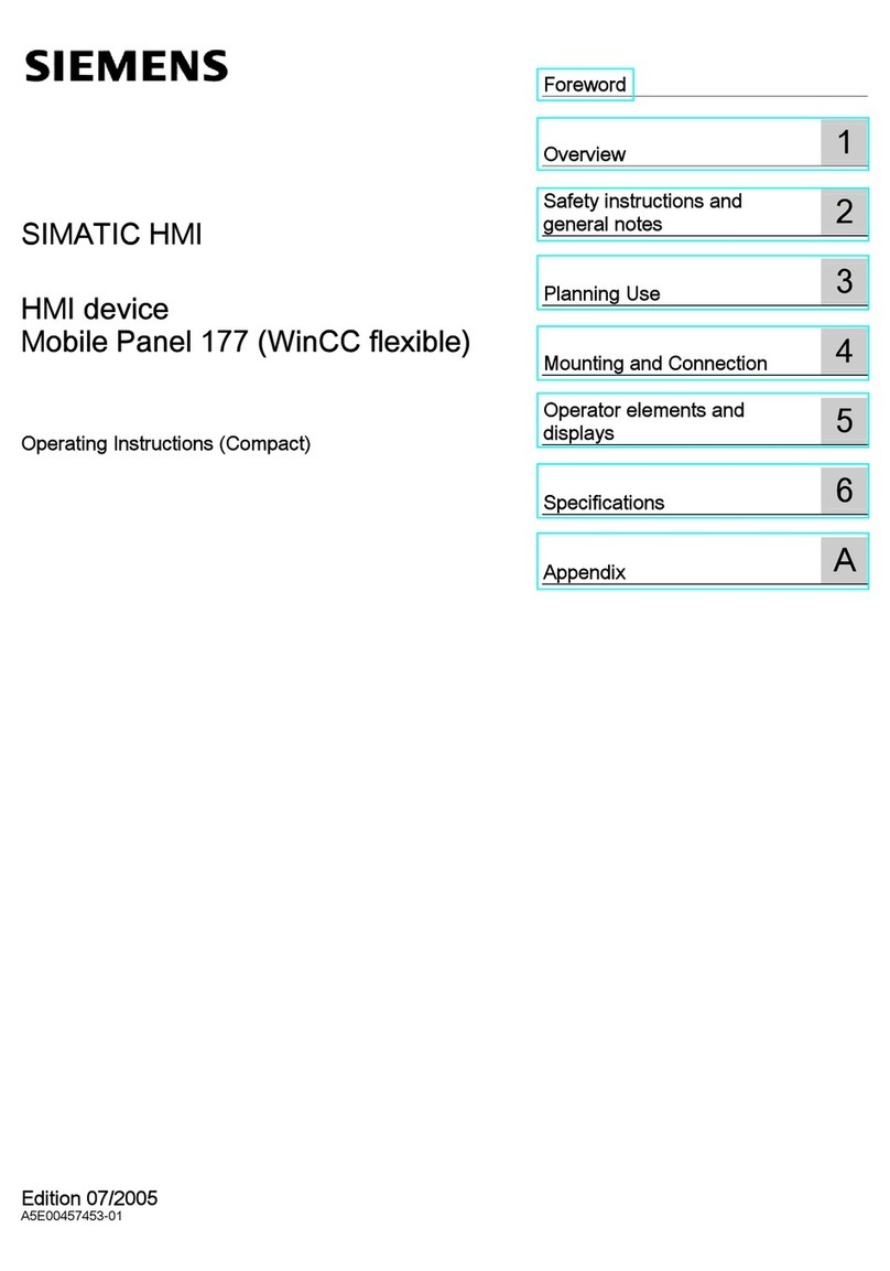 Siemens SIMATIC HMI 177 operating instructions