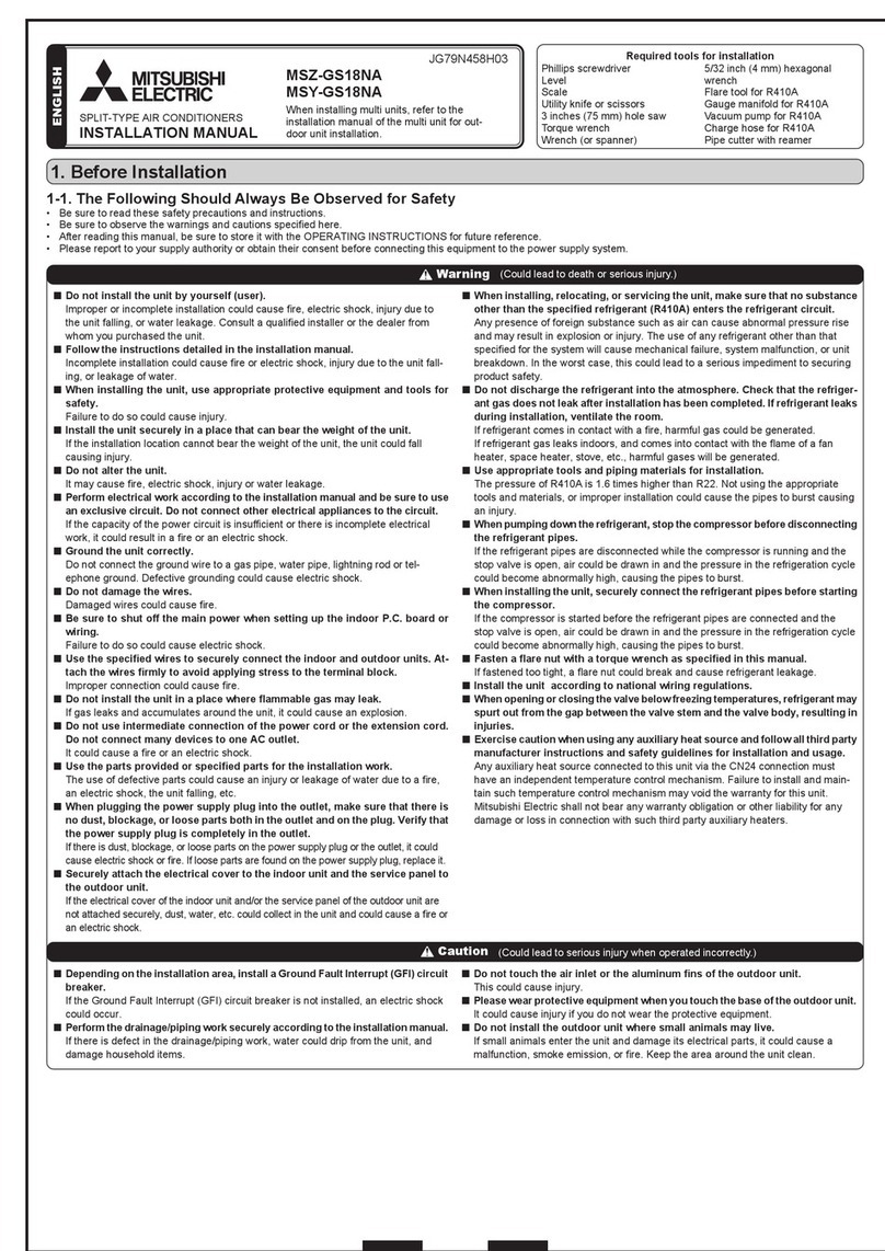 Mitsubishi Electric MSZ-GS18NA User manual