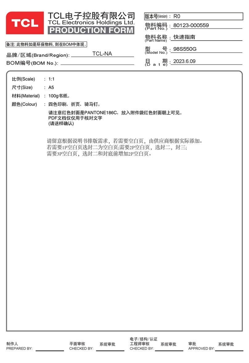 TCL 98S550G Specification sheet