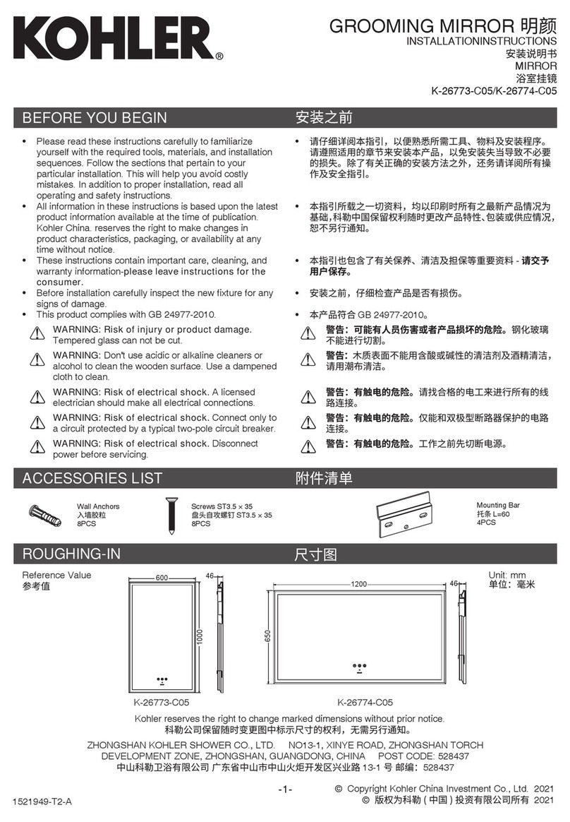 Kohler K-26773-C05 User manual Kohler K-26773-C05 User manual