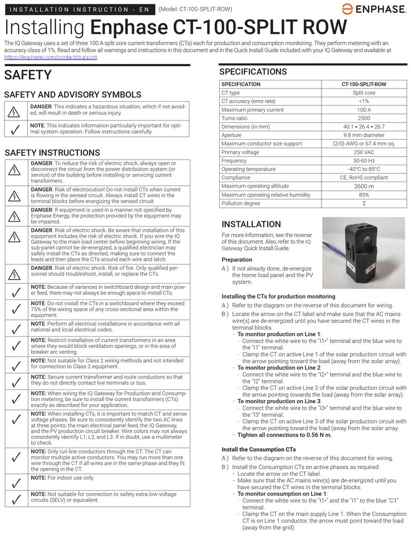 enphase CT-100-SPLIT ROW Installation instruction