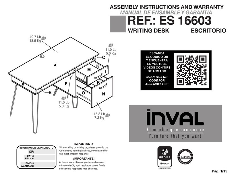 Inval ES 16603 Assembly Instructions and Warranty Inval ES 16603 Assembly Instructions and Warranty