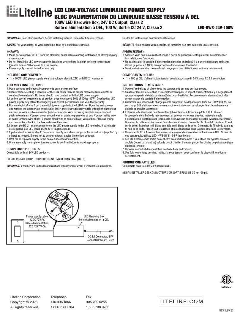 LITELINE LED-HWB-24V-100W quick start guide