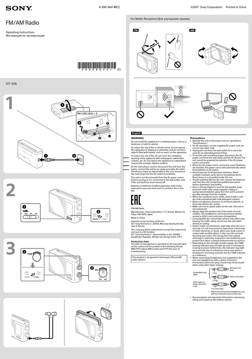 Sony ICF-506 operating instructions