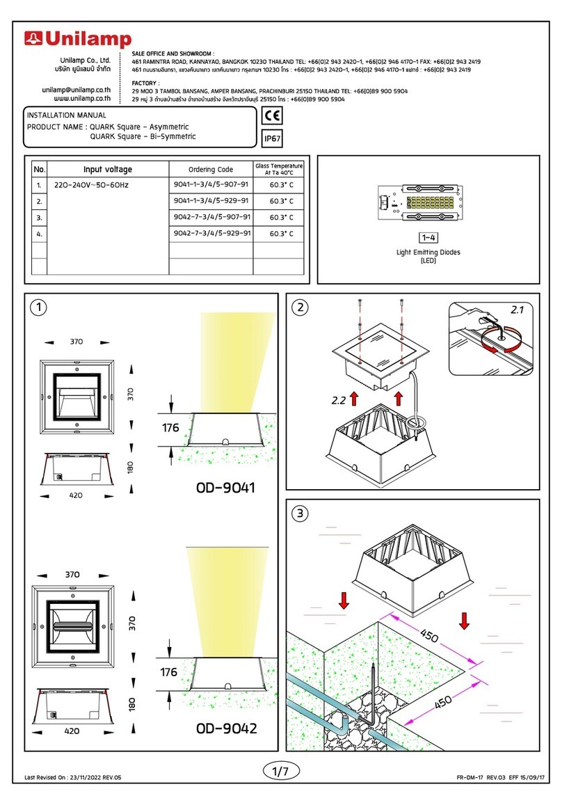 Unilamp QUARK Square - Asymmetric installation manual