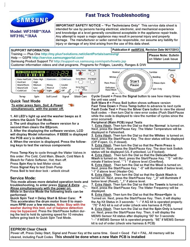 Samsung WF316B XAA Series Troubleshooting