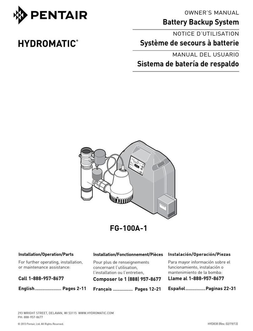Pentair HYDROMATIC FG-100A-1 owner's manual