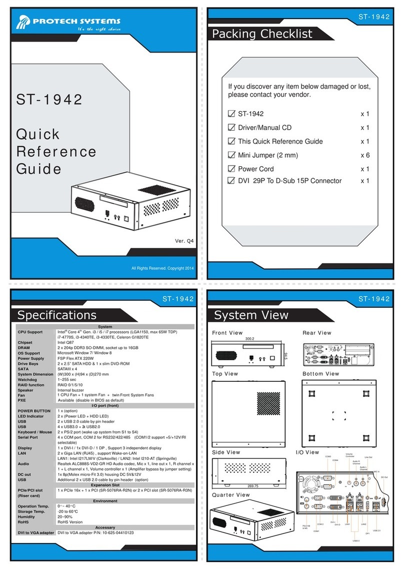 Protech Systems ST-1942 Quick reference guide