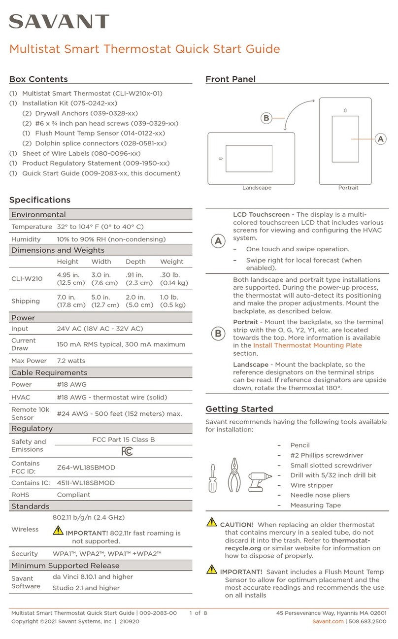 Savant CLI-W210 01 Series User manual