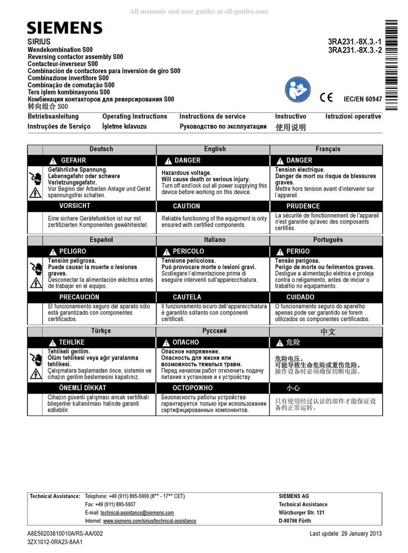 Siemens SIRIUS 3RA231-8X 3-1 Series User manual