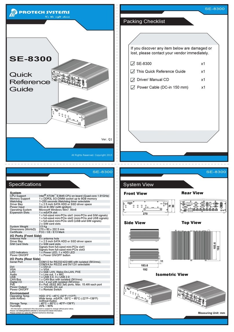 Protech Systems SE-8300 Quick reference guide