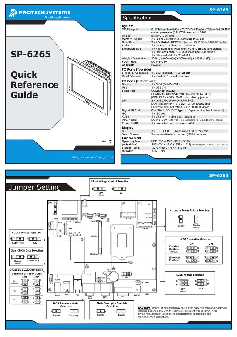 Protech Systems SP-6265 Quick reference guide