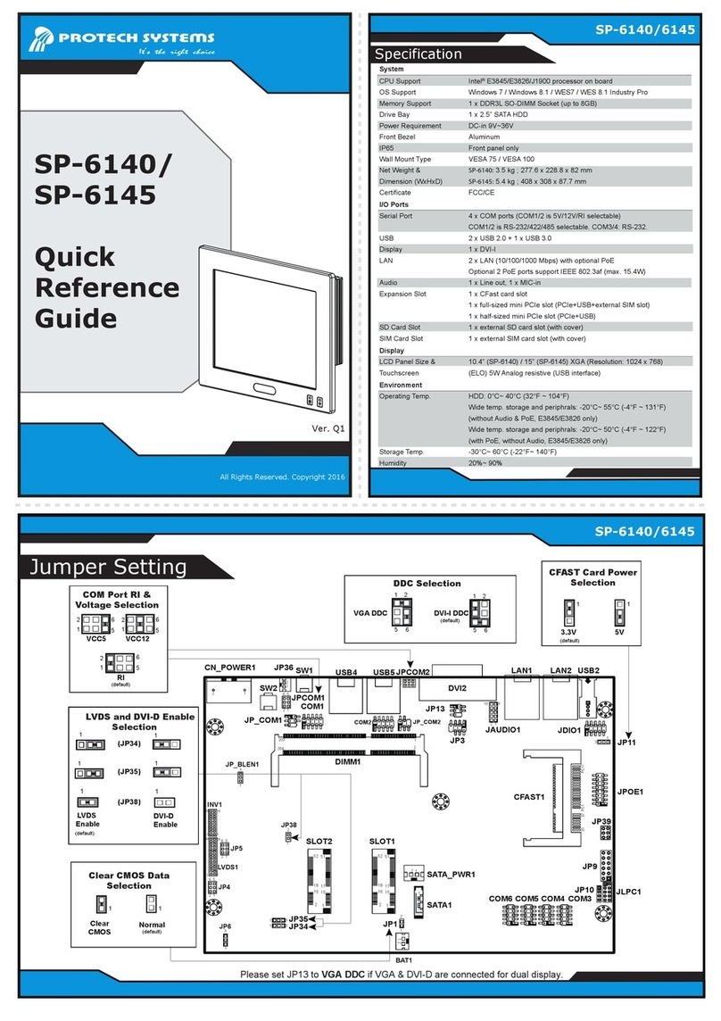 Protech Systems SP-6140 Quick reference guide