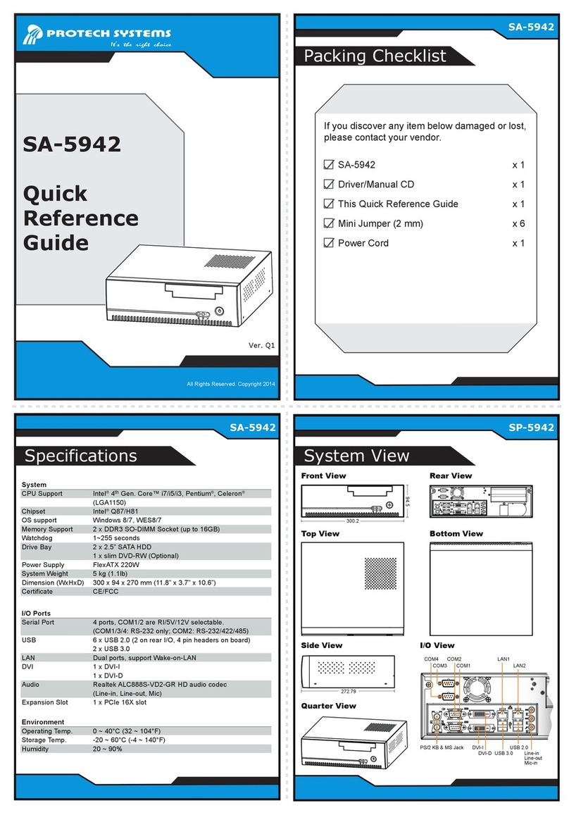 Protech Systems SA-5942 Quick reference guide