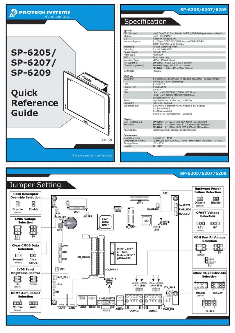 Protech Systems SP-6205 Quick reference guide